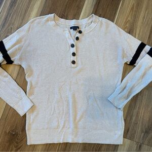 American Eagle Outfitters Cream Sweater with Black Stripes